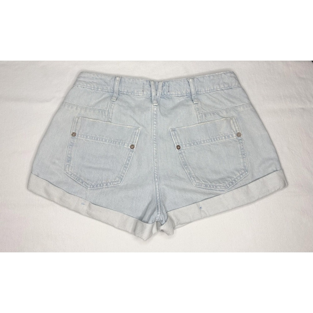 We The Free Beginners Luck Shorts Womens S 27 Rookie Wash Blue Low Denim Cuffed - Picture 4 of 12